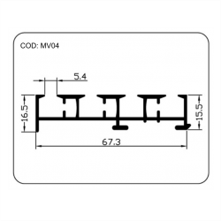 TRILHO PAINEL 4 VIAS (COD: MV04)